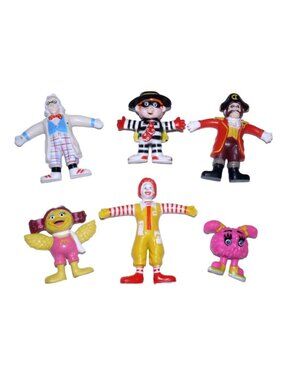 Vintage McDonalds set of six Moveables flexible 1.5-3.5" figures 1988